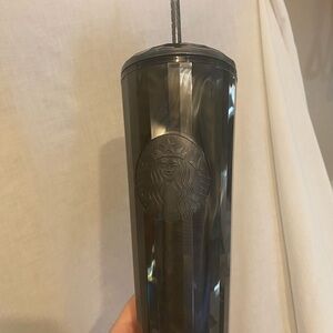 Venti Starbucks Dark Gray Tumbler with Straw